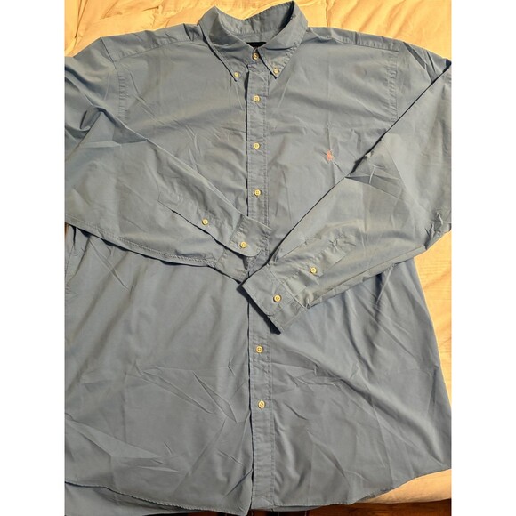 Ralph Lauren Polo Mens Big & Tall 2XLT Blue Long Sleeve Button Shirt Performance - Picture 2 of 9